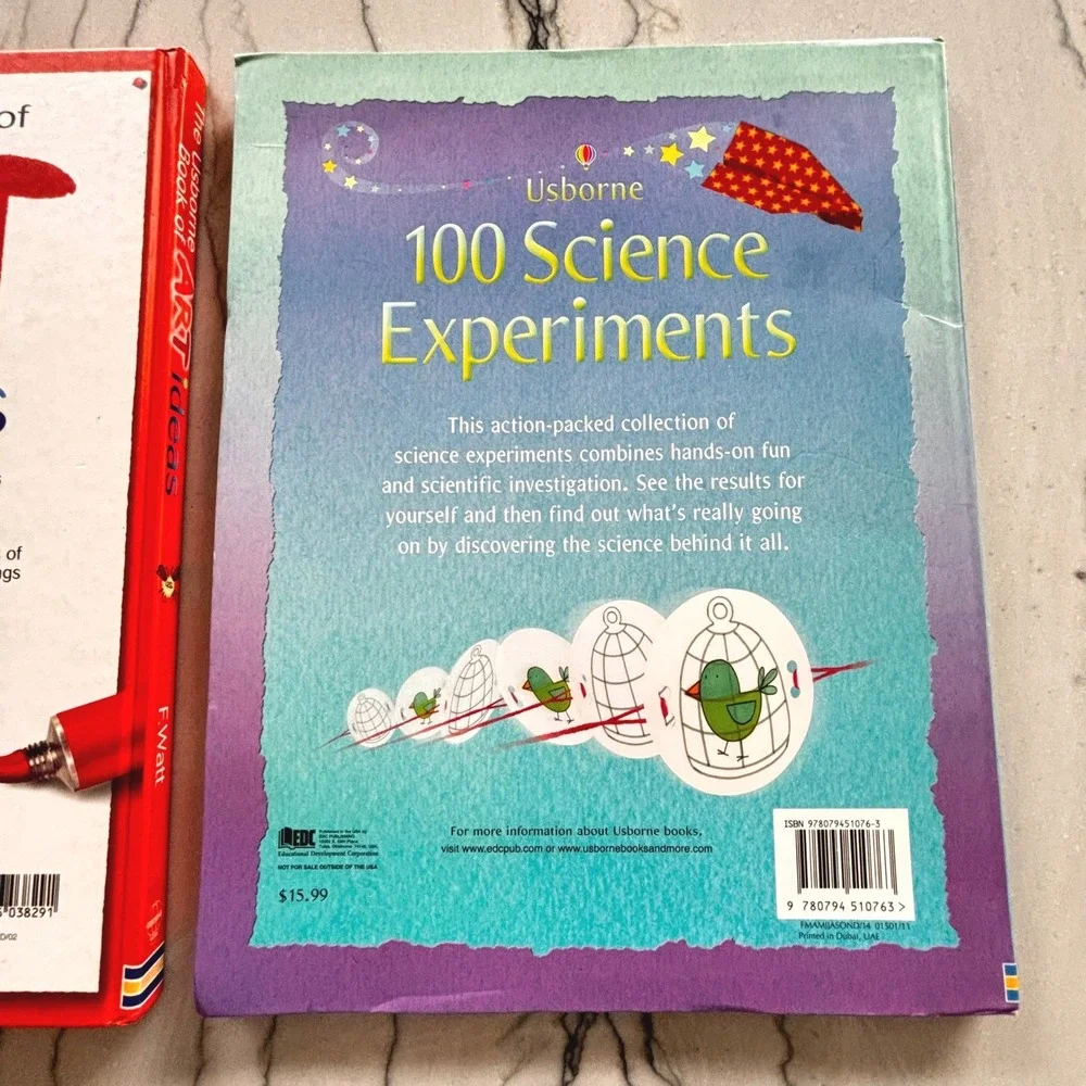 Usborne Book of Art Ideas and 100 Science Experiments Kids Activity Book Set